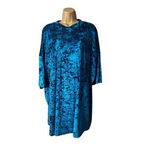 ASOS Oversized Size 10 Vibrant Blue Crushed Velvet Blouse Top Y2K Statement Y2K